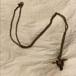 Gold Bull Skull Necklace